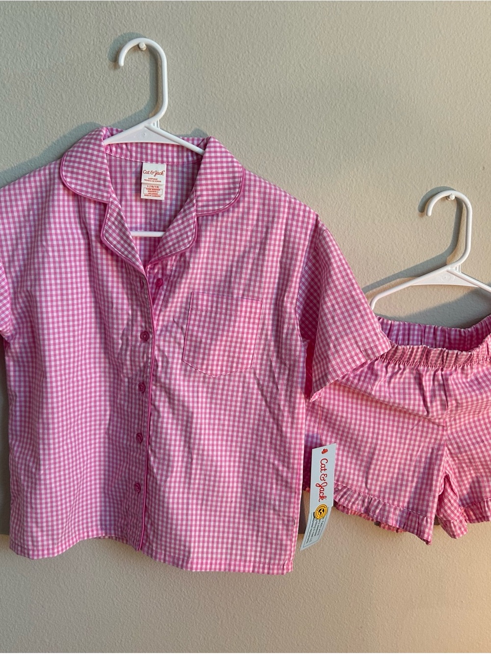 Cat & Jack Pink Gingham Short Sleeve Pajama Set